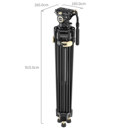 SmallRig 3751P AD-01 Pro - zestaw, statyw z głowicą video (aluminiowy, Heavy-Duty) - wymiary, złożony